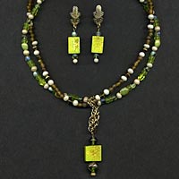 Lime Green Necklace and Earrings